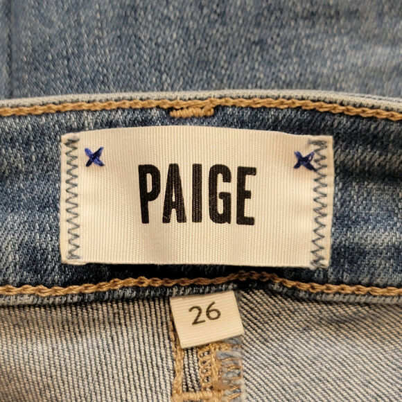 PAIGE Verdugo Ankle Distressed Raw Hem High Rise Crop Denim Skinny Jean Size 26 - Picture 11 of 15